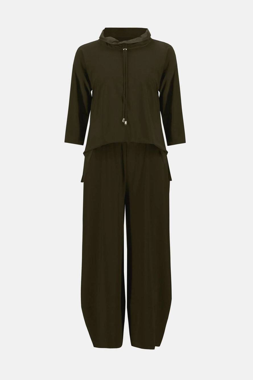 NEW JOSEPH RIBKOFF women's silky knit cropped jumpsuit in iguana
